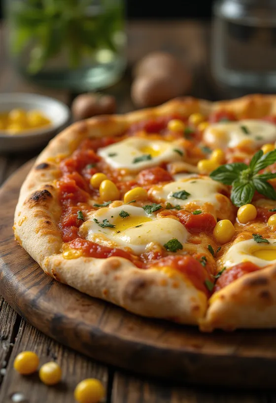 Pizza al Mais com milho e queijo