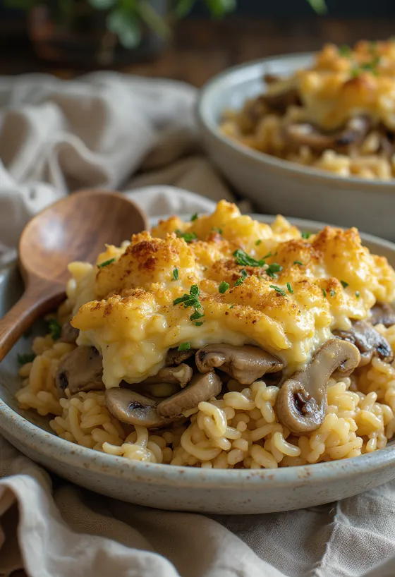 Cogumelos Gratinados Vegan servidos