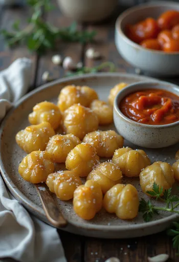 Papas arrugadas com molho de pimento assado, batatas das Canárias servidas com molho de pimentão fumado