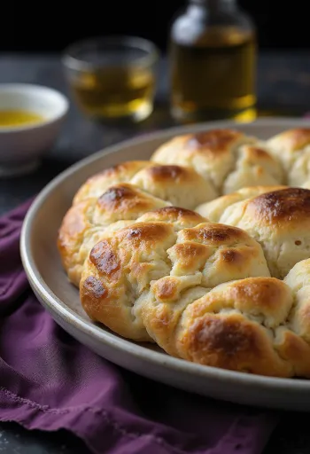 Focaccia de fécula de batata servida