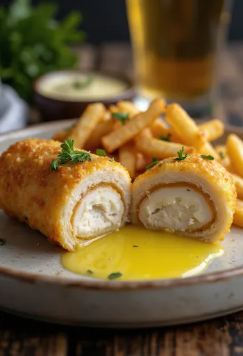 Frango à Kiev frito até dourar