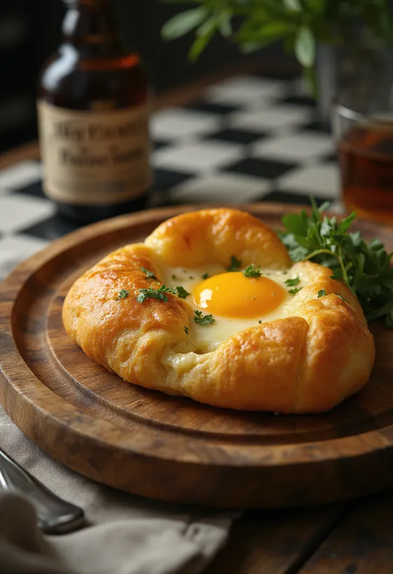 Khachapuri, tarte dourada recheada com rico recheio de queijo