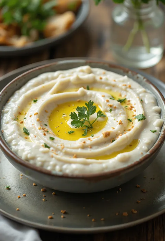 Molho de tahini com iogurte servido