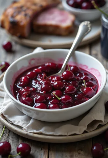 Molho de ginja fresco com ginjas inteiras, aromatizado com canela e cravinho