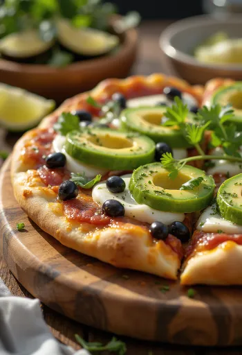 Pizza Mexicana com feijão preto e jalapeño