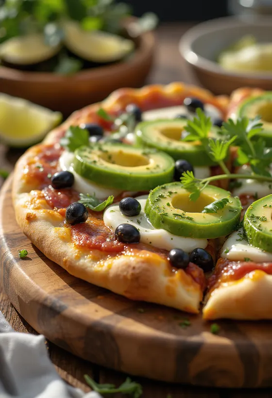 Pizza Mexicana com feijão preto e jalapeño