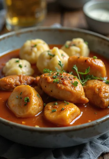 Pörkölt de codorniz servido