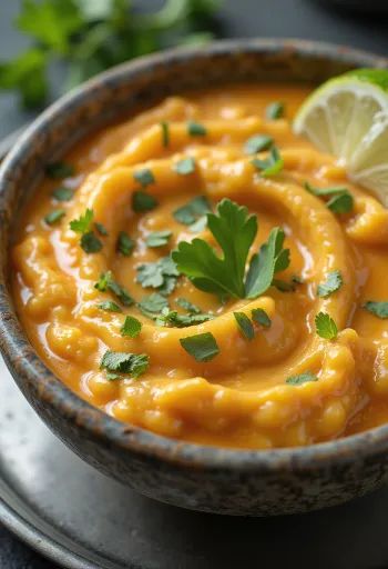 Molho de curry com leite de coco servido