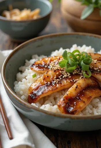 Unagi don, servido com enguia grelhada e arroz com molho de soja