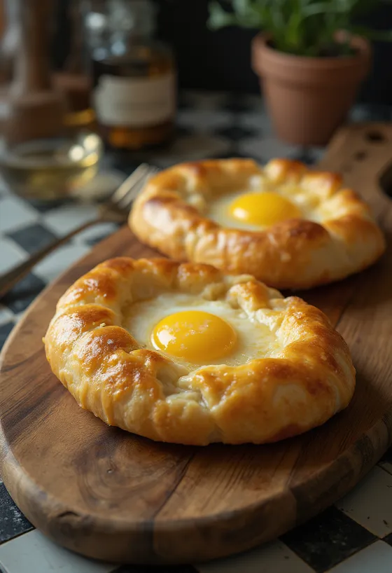 Pão de queijo georgiano khachapuri acabado de fazer