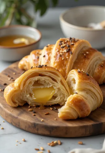 Croissant de sementes de linhaça servido