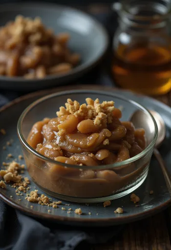 Puré de castanha com mel servido num prato