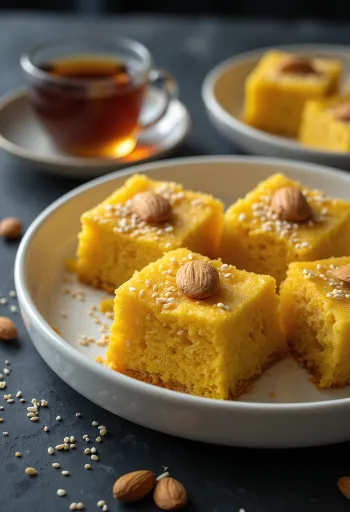 Bolo libanês Sfouf servido