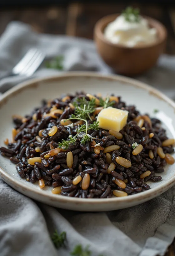 Arroz selvagem servido