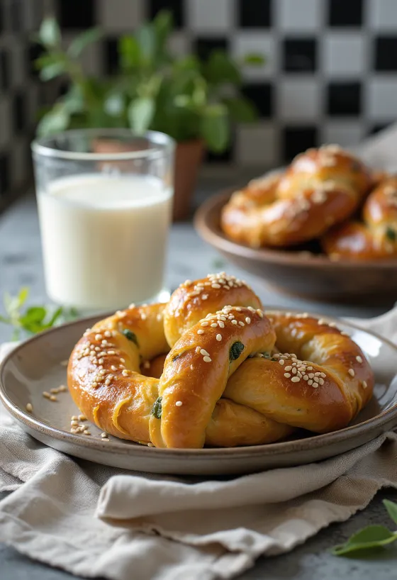 Pretzel de endro servido