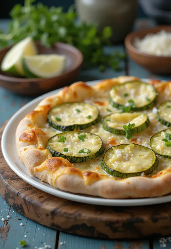 Pizza al Zucchini com curgete e queijos