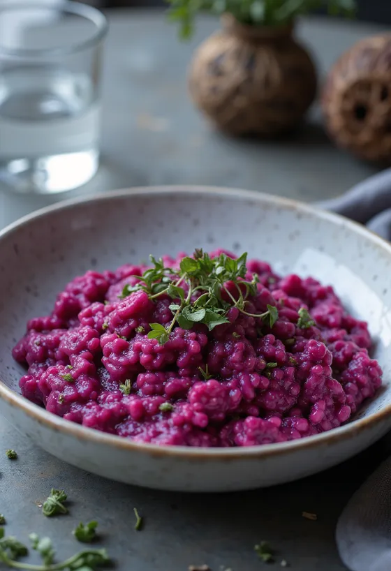 Risotto Vegan com Beterraba servido