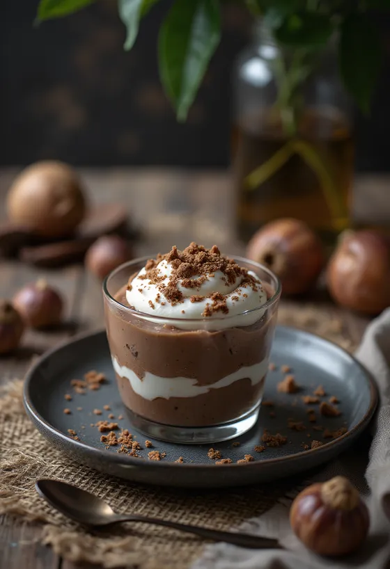 Chocolate com castanha servido