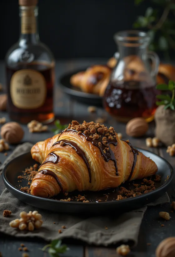 Croissant com licor servido