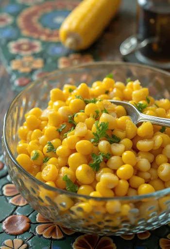 Salada de milho fresca com legumes estaladiços e molho cremoso
