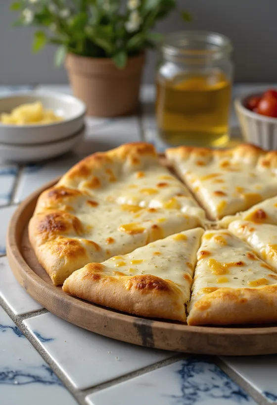 Pizza alla Crema com queijo cremoso e manjericão