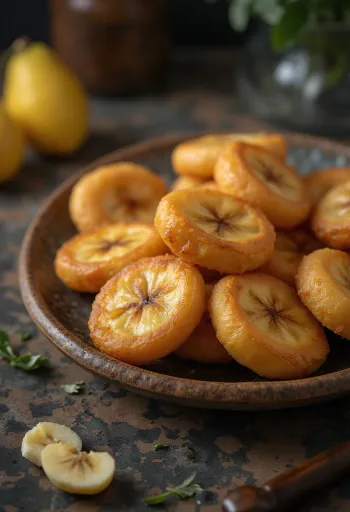 Taler bora com banana, servido com massa crocante e banana caramelizada