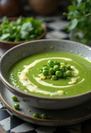 Sopa de ervilhas cremosa com salsa fresca