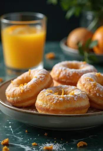 Donutes de laranja servidos num prato