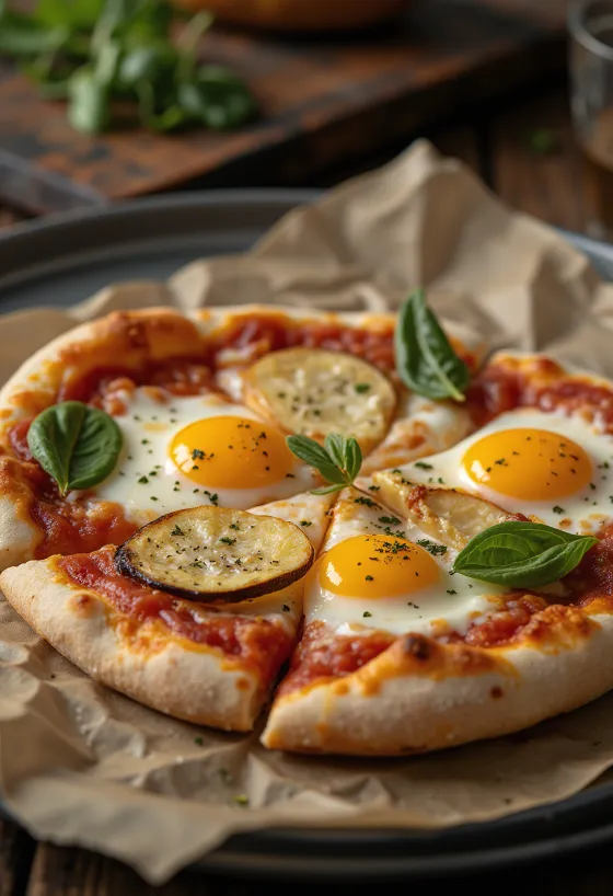 Pizza alla Melanzana com beringela e mozzarella