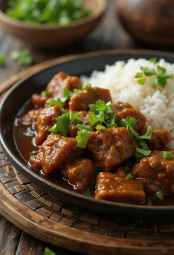 Rendang de Carne de Vaca servido