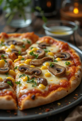 Pizza vegan com queijo vegan e legumes
