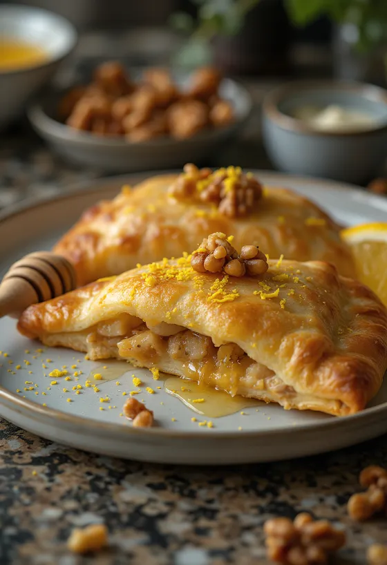 Calzone doce de Limão e Mel fatiado