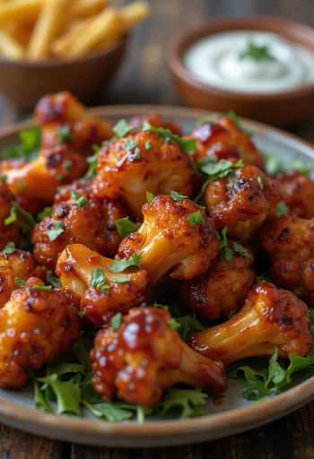 Asinhas de couve-flor assadas com molho BBQ