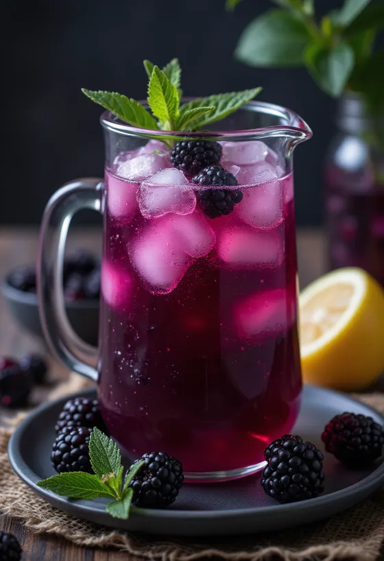 Limonada de amora servida em copo