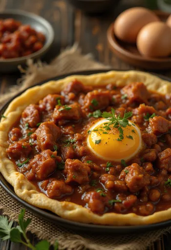 Doro Wat servido com ovo cozido e pão injera