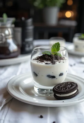 Panna cotta de Oreo em copo