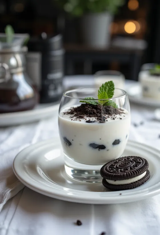 Panna cotta de Oreo em copo