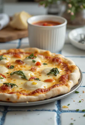 Pizza alla Ricotta com ricotta e queijo
