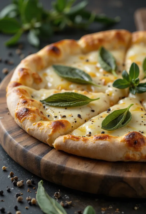 Pizza alla Salvia com salva e queijo