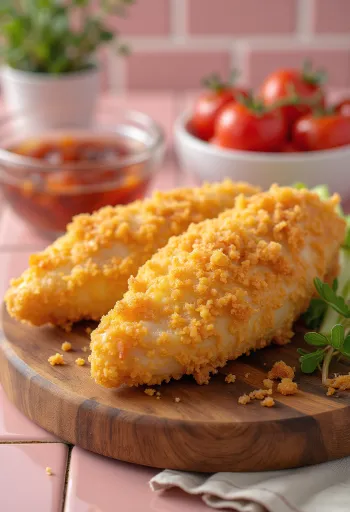 Peito de frango panado frito até dourar, servido com salada fresca.