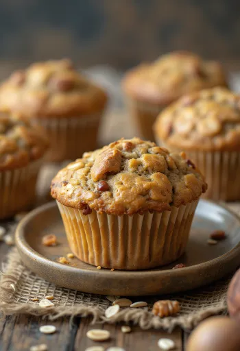 Muffins de aveia e castanha servidos