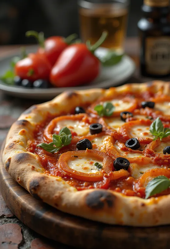 Pizza alla Zingara com vegetais e chouriço