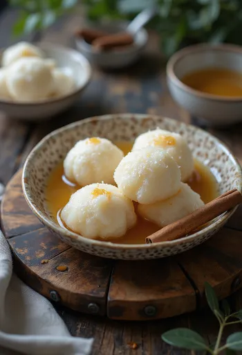 Rasgulla de queijo quark, uma sobremesa indiana doce