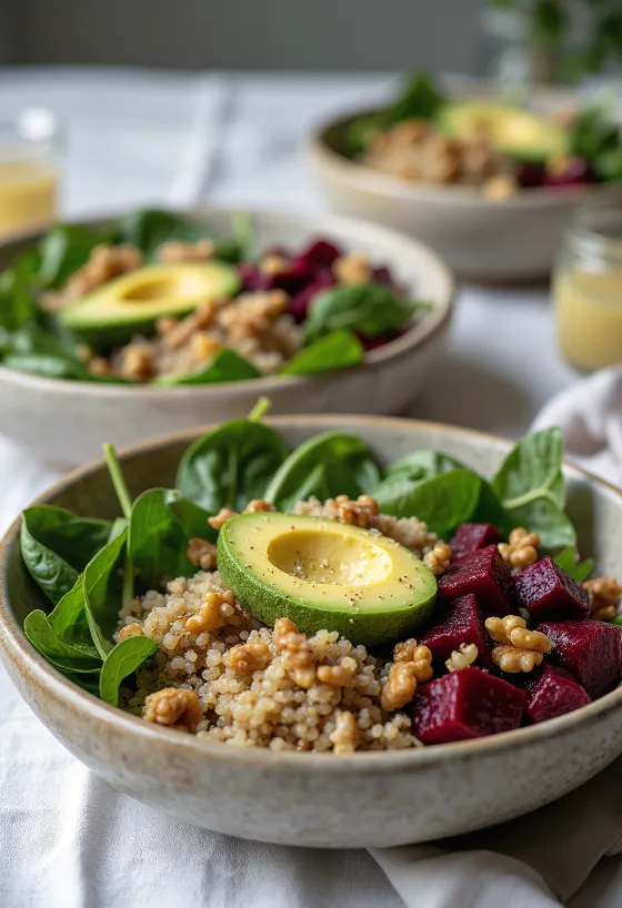 Buddha Bowl de Quinoa e Espinafres com Beterraba