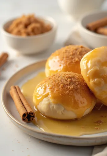 Bao bun com açúcar e canela servido