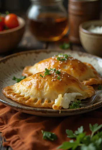 Empanada de queijo de cabra em massa dourada