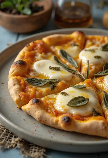 Pizza alla Zucca com abóbora assada e mozzarella
