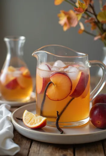 Sidra de ameixa e baunilha servida