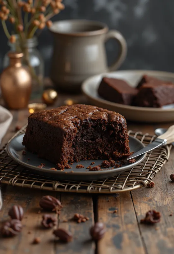 Bolo de chocolate caseiro servido