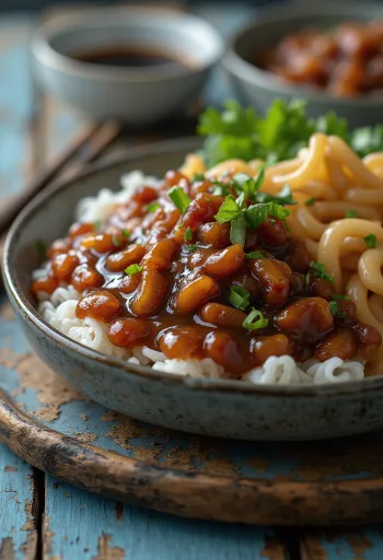 Molho Hoisin servido com pratos asiáticos